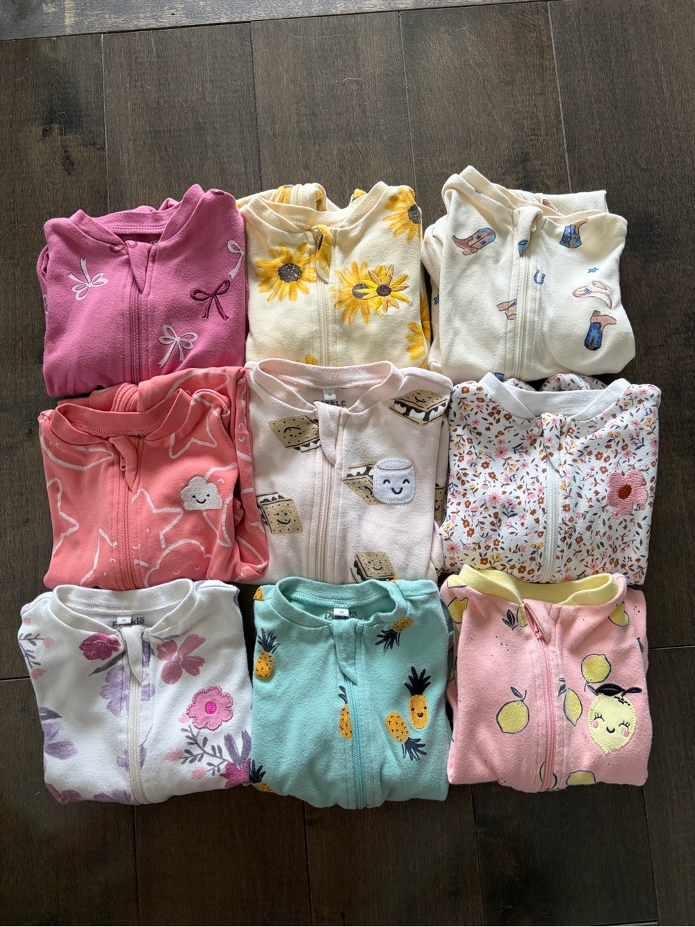 Baby Girls' Assorted Pink, Yellow & Cream Zip-Front Pekkle Sleepers